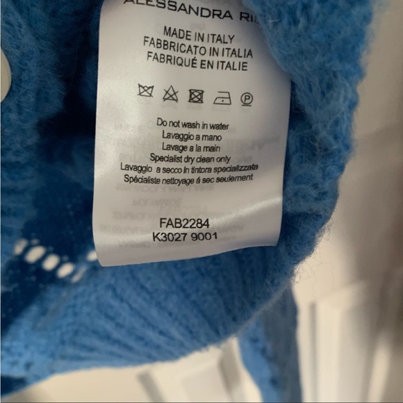 ALESSANDRA RICH Blue Embroidered Pointelle Cropped Cardigan IT 38 - Picture 8 of 8